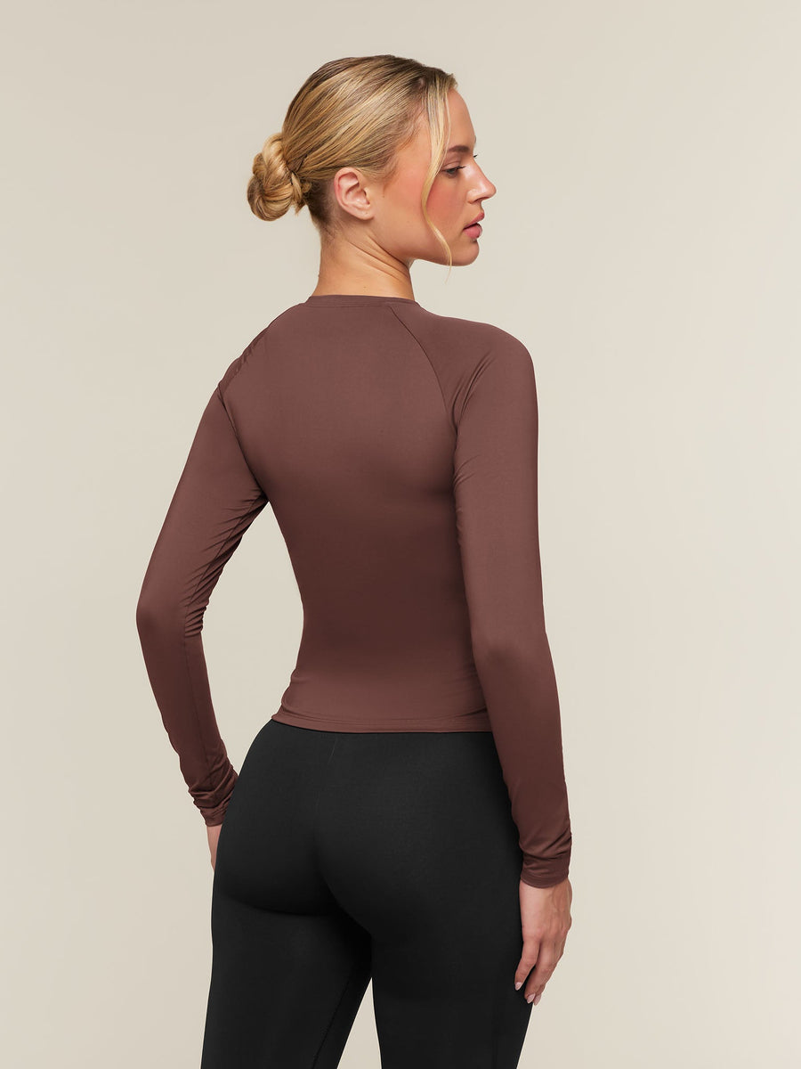 Gymshark Training Ruche Long Sleeve Top — Espresso Brown — 2