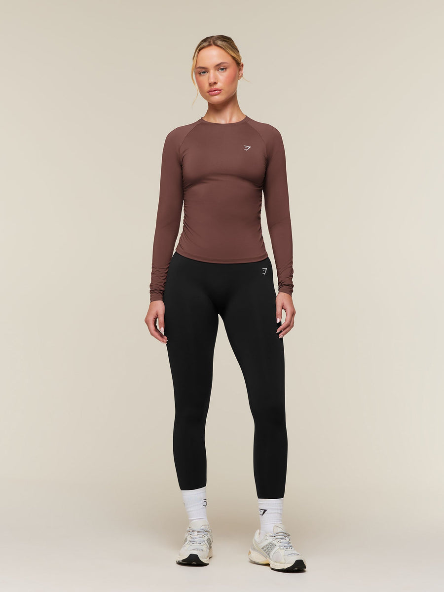 Gymshark Training Ruche Long Sleeve Top — Espresso Brown — 5
