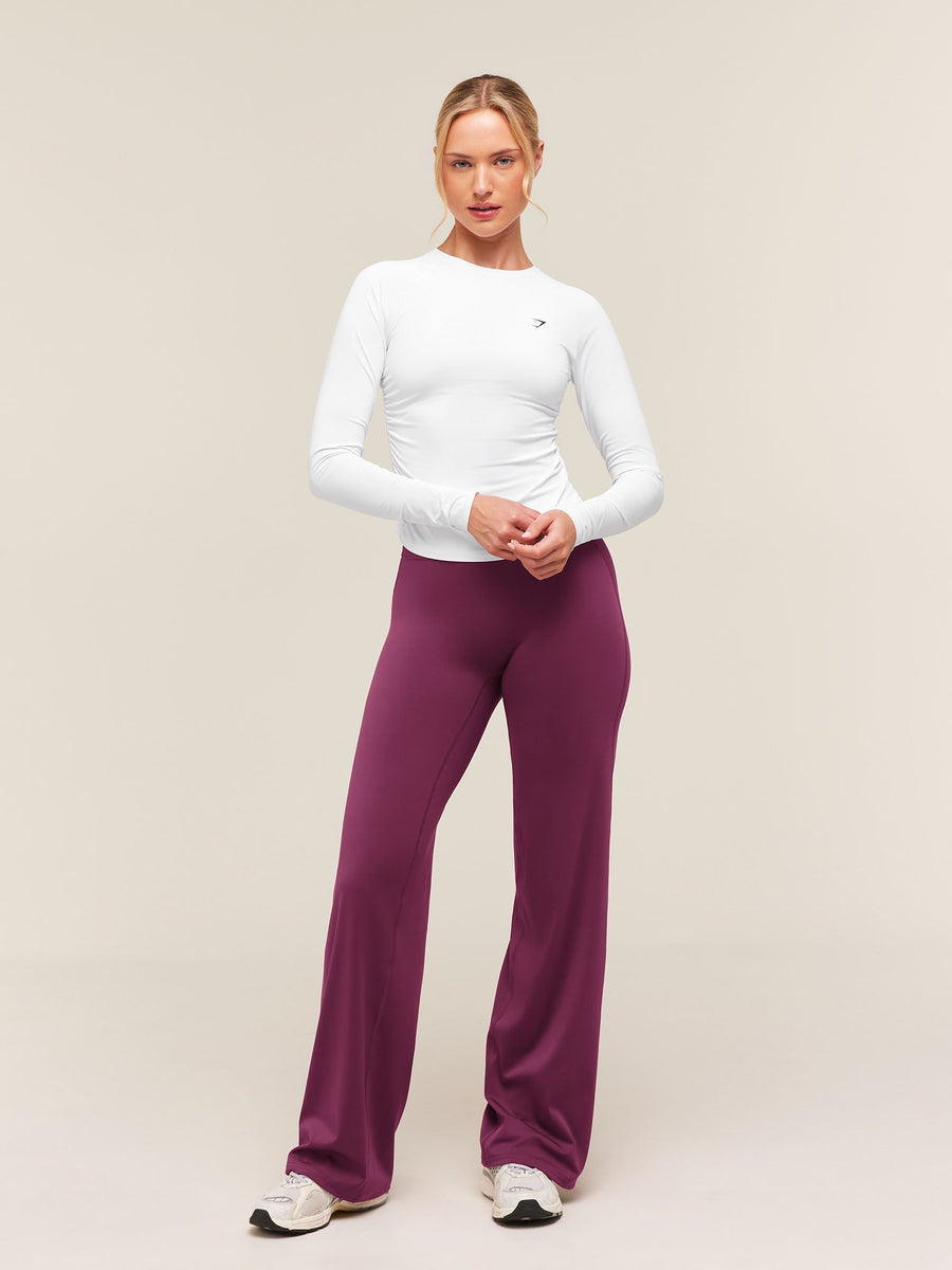 Gymshark Training Ruche Long Sleeve Top — White — 4