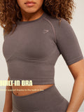 Gymshark Lift Seamless Short Sleeve Top — Cool Brown — 2