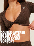 Gymshark Adapt Animal X Whitney Long Sleeve Crop Top — Archive Brown /  Soft Brown — 2