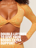 Gymshark Adapt Animal X Whitney Long Sleeve Crop Top — Sorbet Yellow /  Dayglow Peach — 2