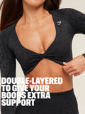 Gymshark Adapt Animal X Whitney Long Sleeve Crop Top — Black/Asphalt Grey — 2