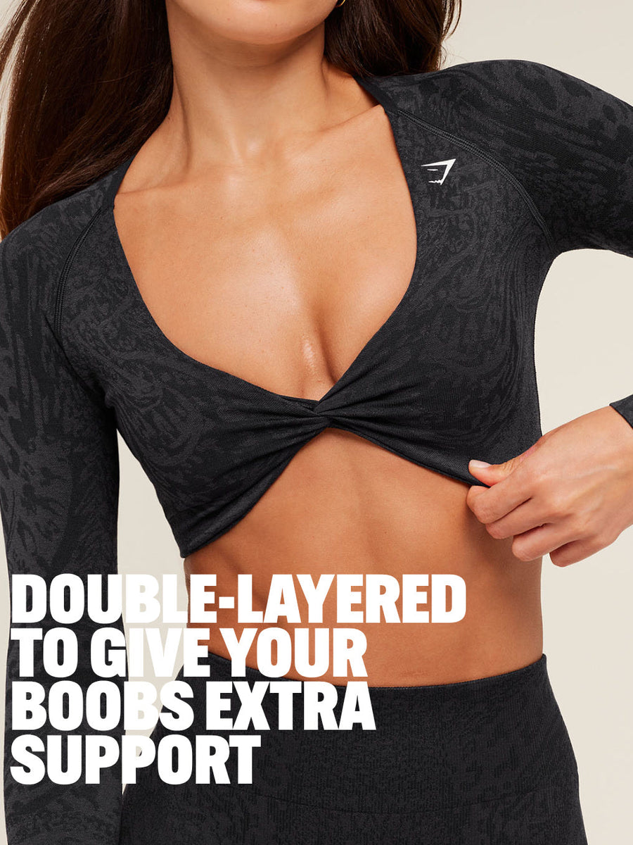 Gymshark Adapt Animal X Whitney Long Sleeve Crop Top — Black/Asphalt Grey — 2