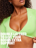 Gymshark Adapt Animal X Whitney Long Sleeve Crop Top — Energy Gelato Green /  Sorbet Yellow — 2
