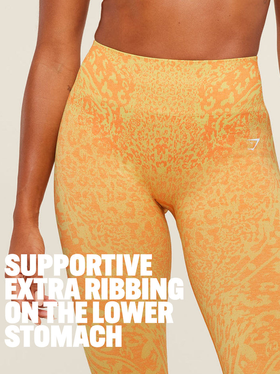 Gymshark Adapt Animal X Whitney Leggings — Sorbet Yellow /  Dayglow Peach — 2
