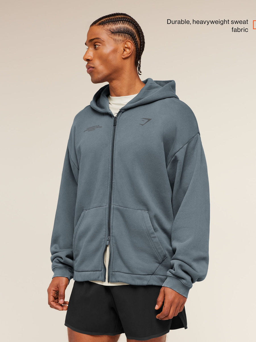 Gymshark Conditioning Club Washed Zip Hoodie — Iron Blue/Wash — 4