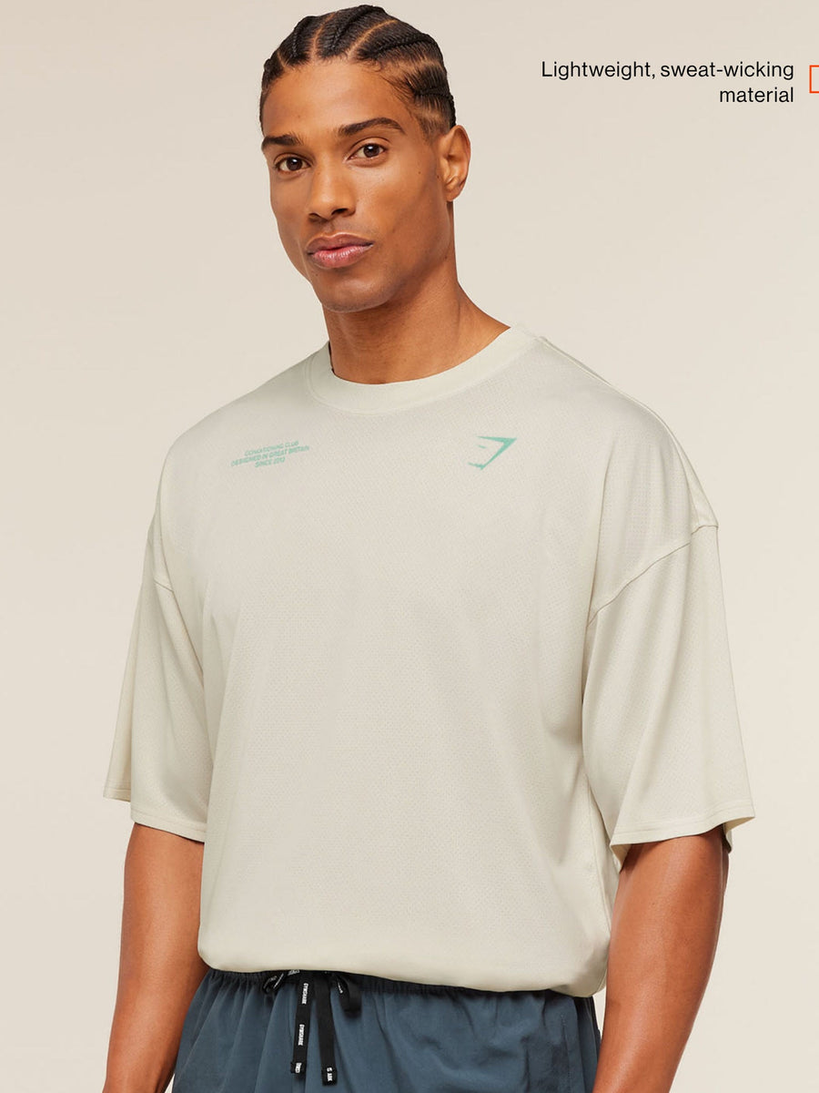 Gymshark Conditioning Club Washed T-Shirt — Soft White/Pop Turquoise/Wash — 3