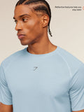 Gymshark Hybrid Engineered Jacquard T-Shirt — Chilled Blue — 2