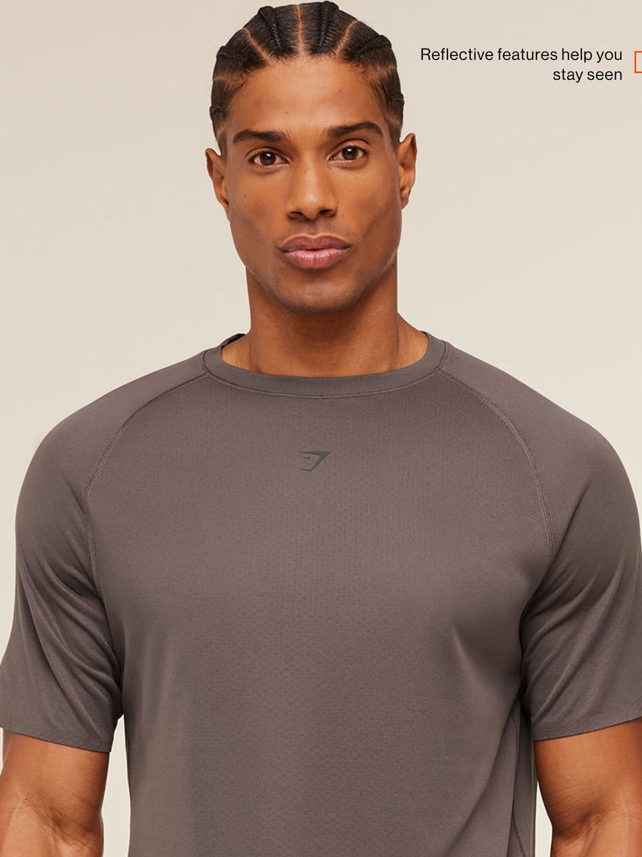 Gymshark Hybrid Engineered Jacquard T-Shirt — Cool Brown — 2