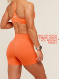 Gymshark Relay Seamless High-Rise Shorts — Dayglow Peach — 3