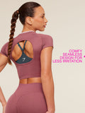 Gymshark Relay Seamless Short Sleeve Crop Top — Reset Pink/Light Pink — 6