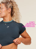 Gymshark Relay Seamless Short Sleeve Crop Top — Stealth Blue/Storm Blue — 3