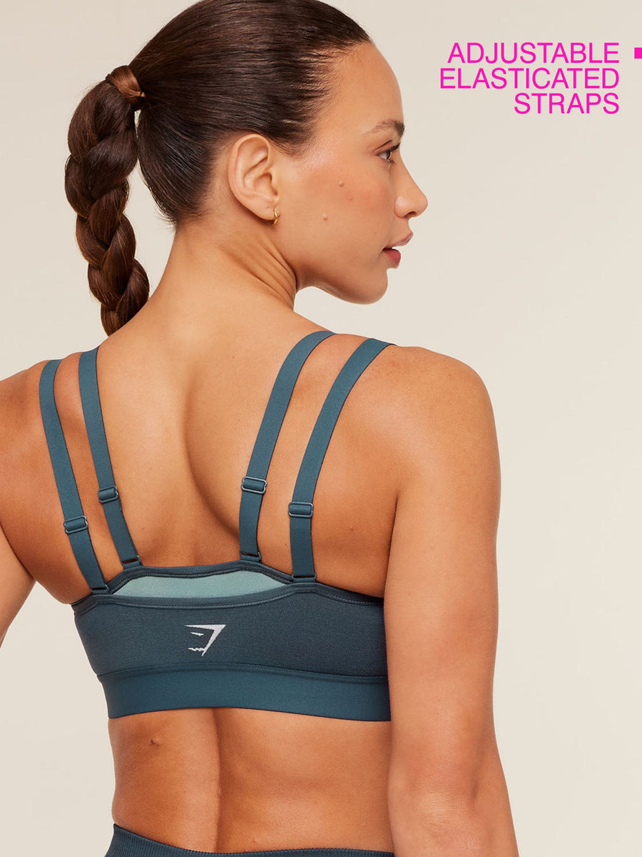 Gymshark Relay Seamless Medium Support Sports Bra — Stealth Blue/Storm Blue — 3
