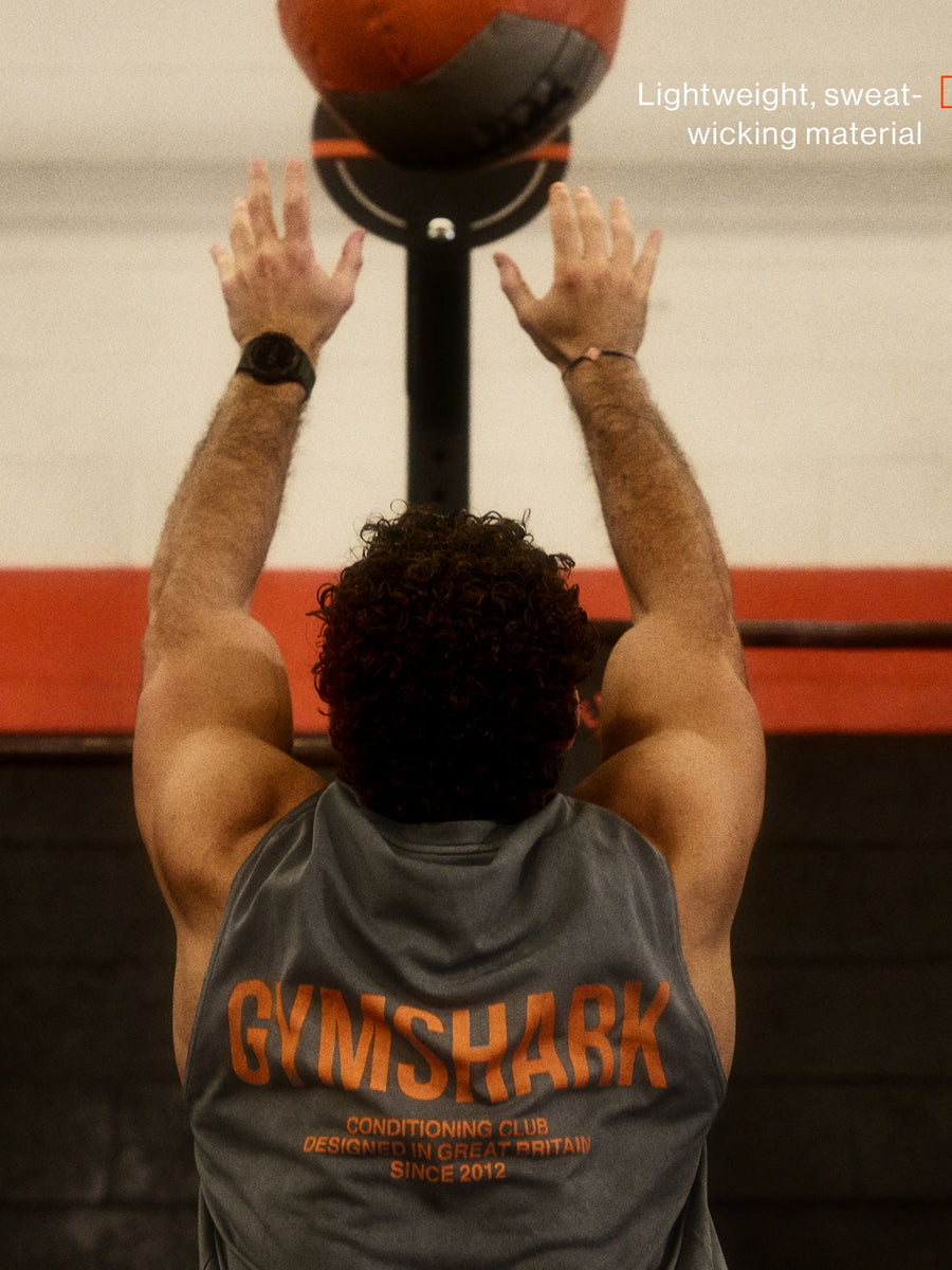 Gymshark Conditioning Club Washed Tank — Black/Dayglow Peach/Wash — 3