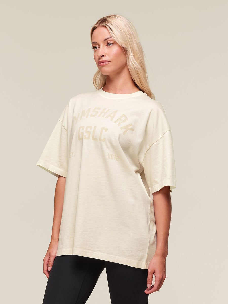Gymshark 66 Washed Graphic Oversized T-Shirt — Oat White/Wash — 3