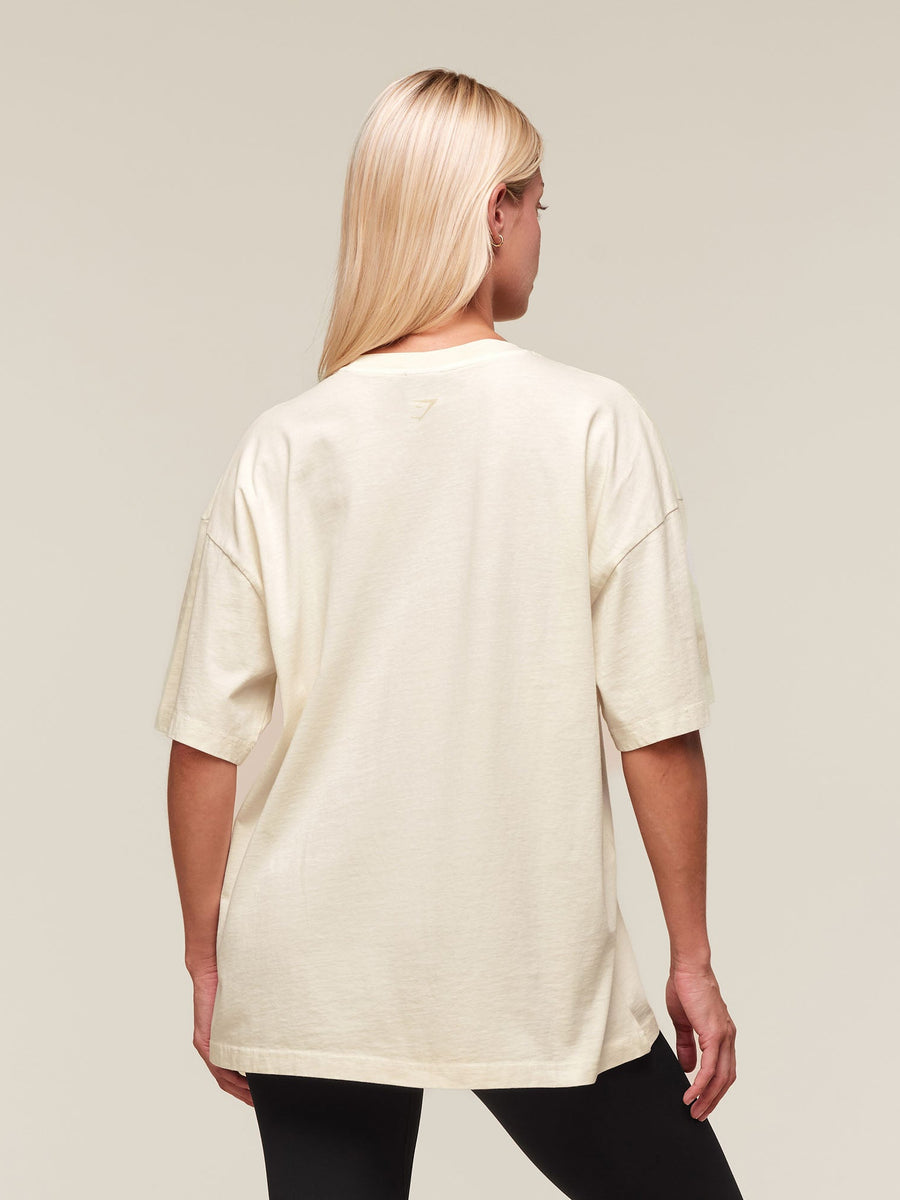 Gymshark 66 Washed Graphic Oversized T-Shirt — Oat White/Wash — 2