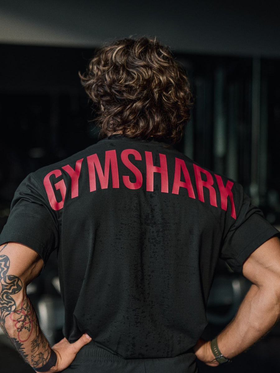 Gymshark Power T-Shirt — Black/Conditioning Red — 4