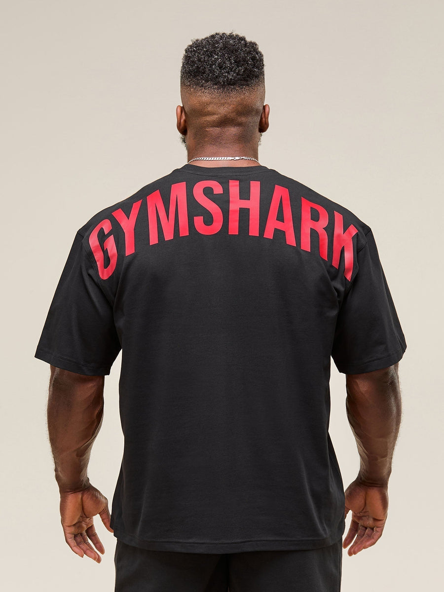 Gymshark Power T-Shirt — Black/Conditioning Red — 1