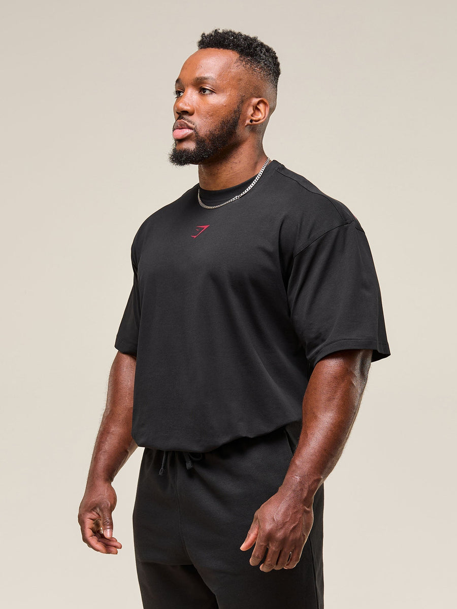 Gymshark Power T-Shirt — Black/Conditioning Red — 6
