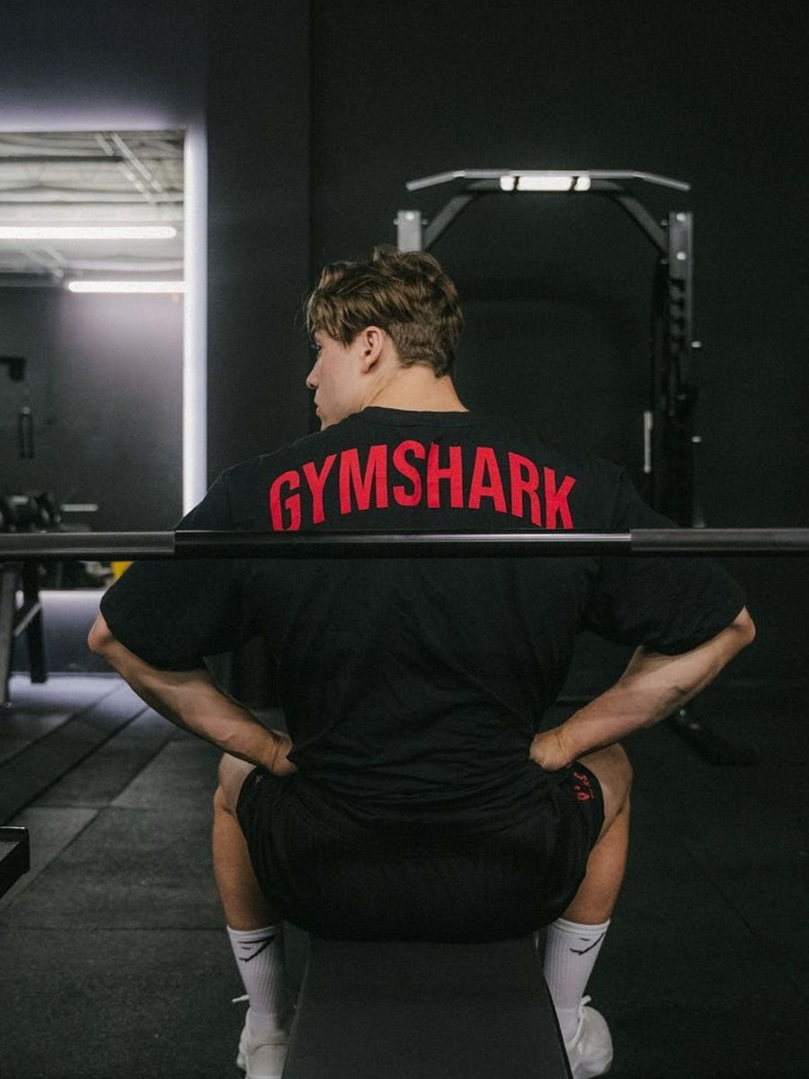 Gymshark Power T-Shirt — Black/Conditioning Red — 3