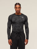 Gymshark Geo Seamless Long Sleeve T-Shirt — Black/Charcoal Grey — 1