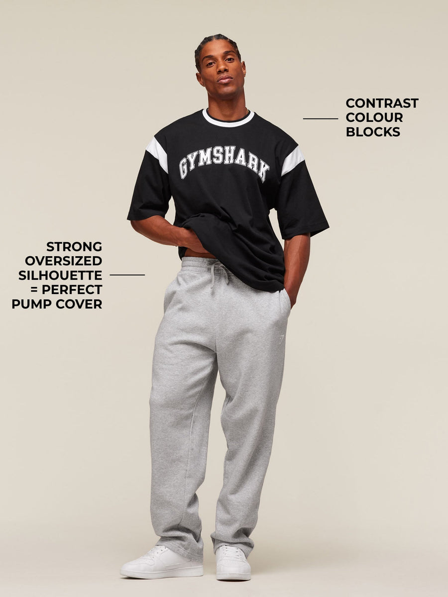 Gymshark Collegiate Oversized T-Shirt — Black/White — 3