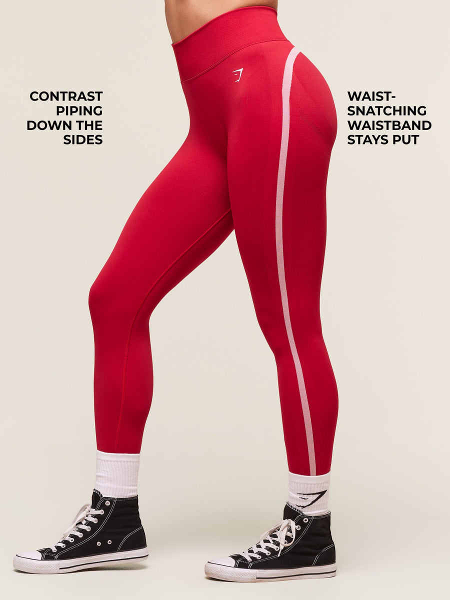 Gymshark Lift Varsity Seamless Leggings — Carmine Red — 2