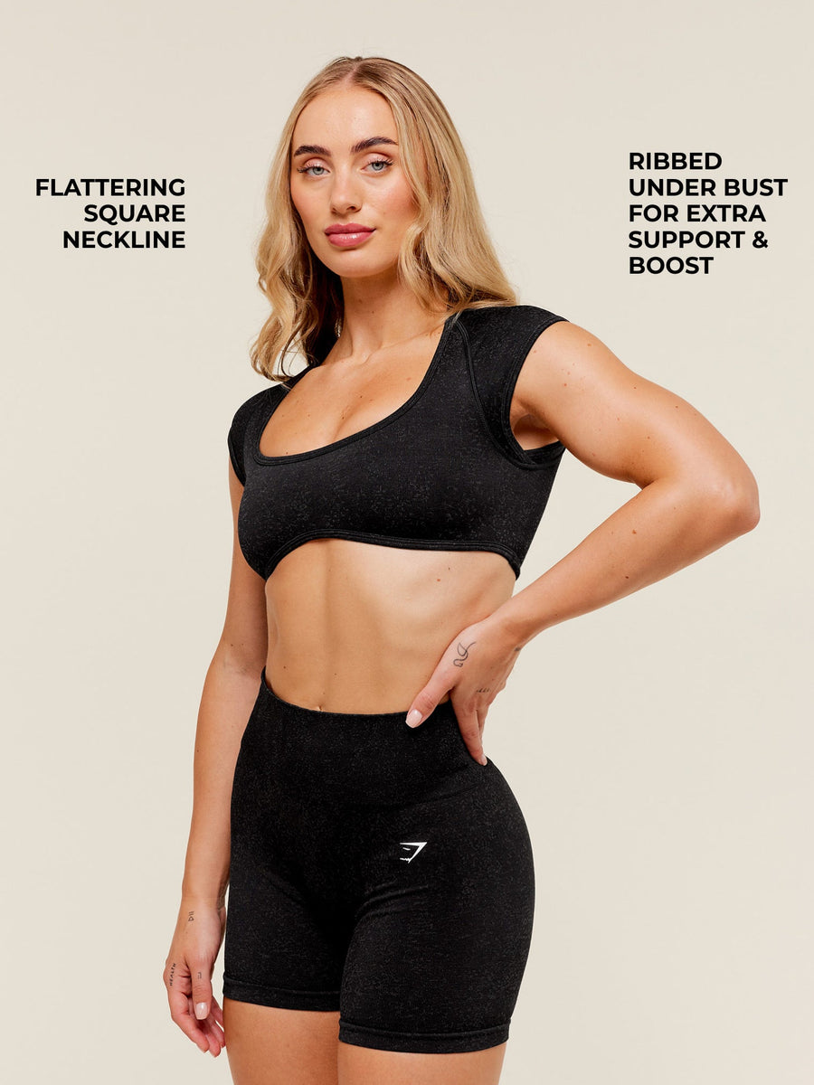 Gymshark Adapt Fleck x Whitney Short Sleeve Crop Top — Black — 4