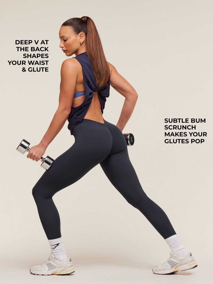 Gymshark Lifting Dipped Waistband Leggings — Heavy Blue — 2