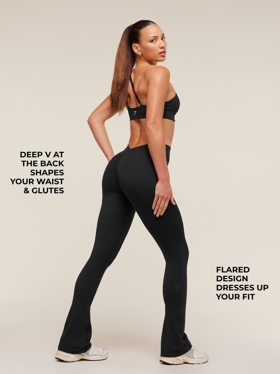 Gymshark Lifting Dipped Waistband Flared Leggings — Black — 2