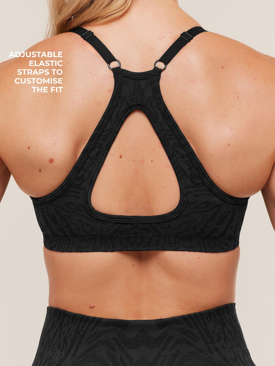 Gymshark Adapt Animal Seamless Sports Bra — Black/Asphalt Grey — 5