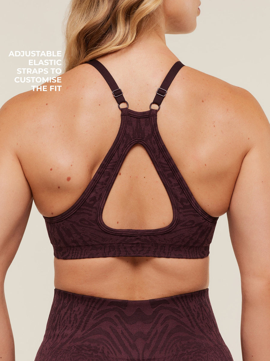 Gymshark Adapt Animal Seamless Sports Bra — Cherry Purple/Reset Pink — 6