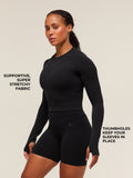 Gymshark Activate Long Sleeve Crop Top — Black — 2