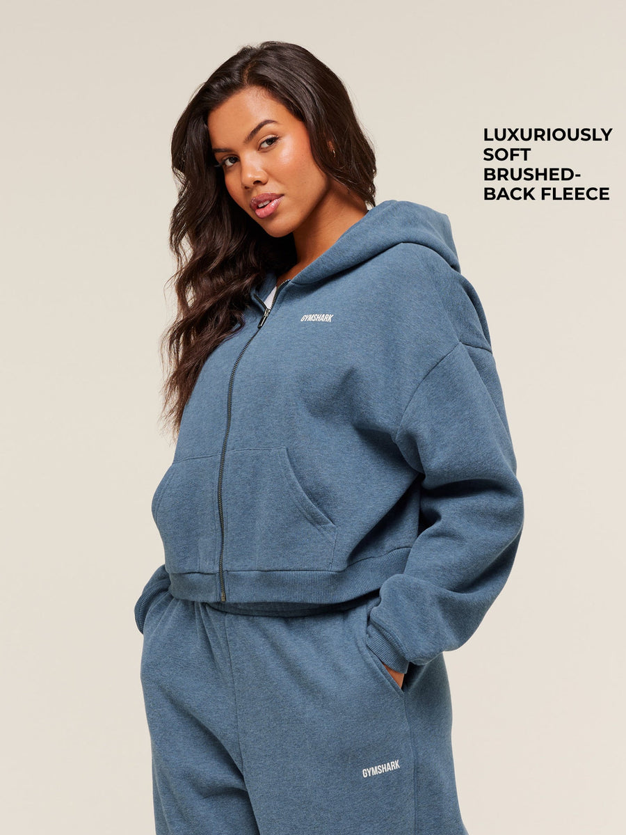 Gymshark Cosy Luxe Zip Through Hoodie — Compound Blue Marl — 2