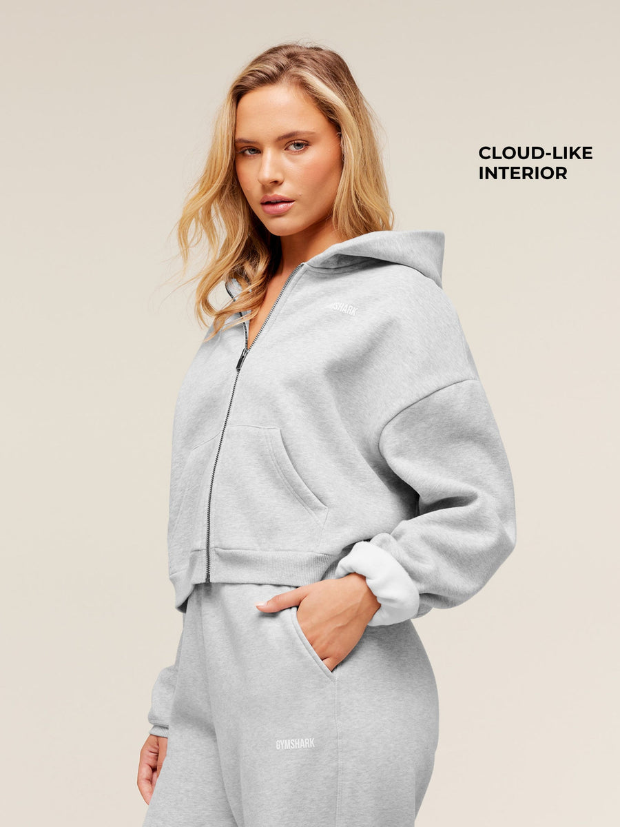 Gymshark Cosy Luxe Zip Through Hoodie — Soft Grey Marl — 2