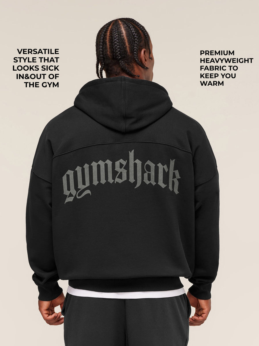 Gymshark Olde English Zip Up Hoodie — Black — 2