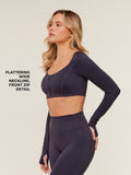Gymshark Flow Long Sleeve Crop Top with Cups — Midnight Purple — 2
