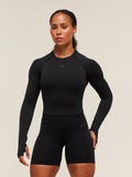 Gymshark Activate Long Sleeve Crop Top — Black — 1