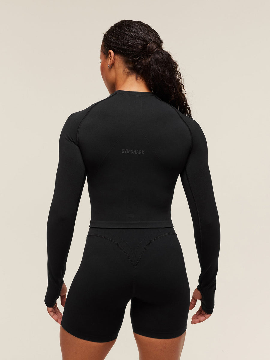 Gymshark Activate Long Sleeve Crop Top — Black — 3