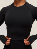 Gymshark Activate Long Sleeve Crop Top — Black — 5