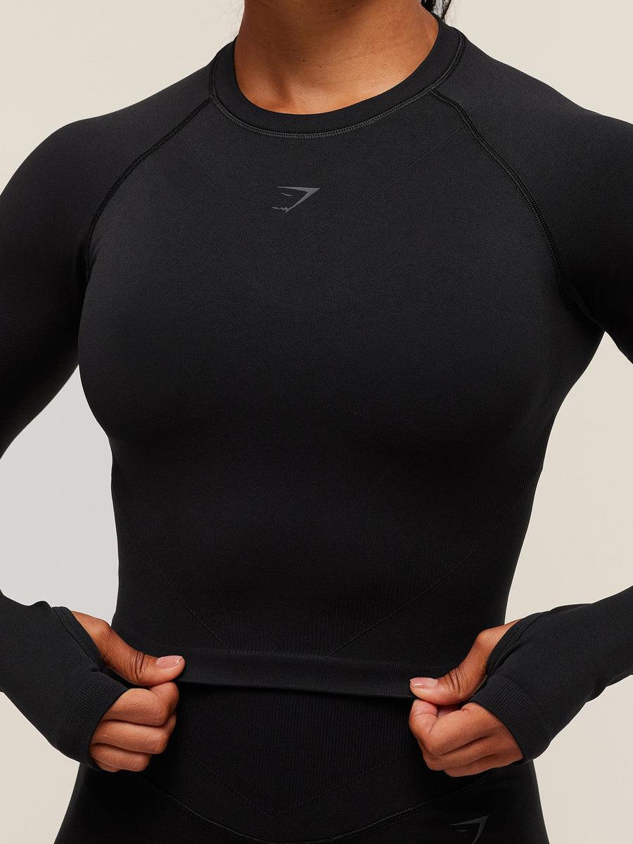 Gymshark Activate Long Sleeve Crop Top — Black — 5