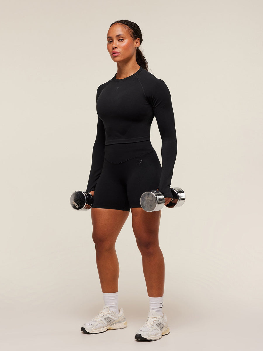 Gymshark Activate Long Sleeve Crop Top — Black — 4