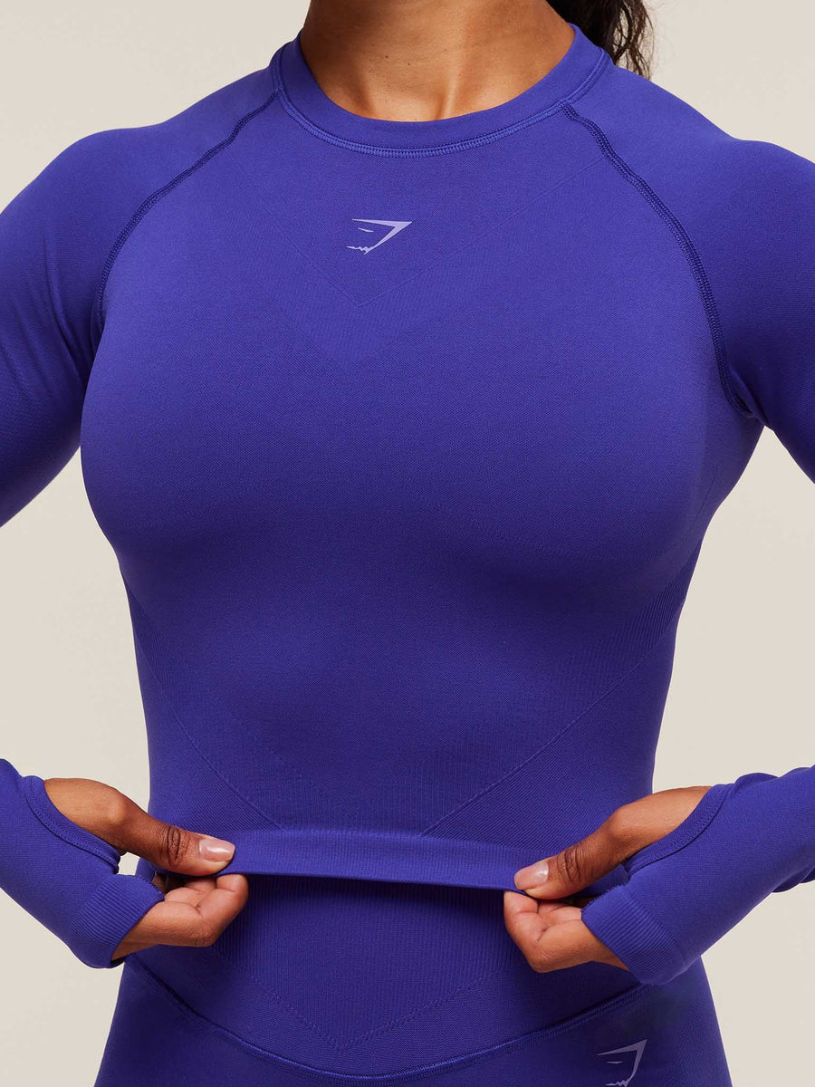 Gymshark Activate Long Sleeve Crop Top — Cobalt Purple — 5