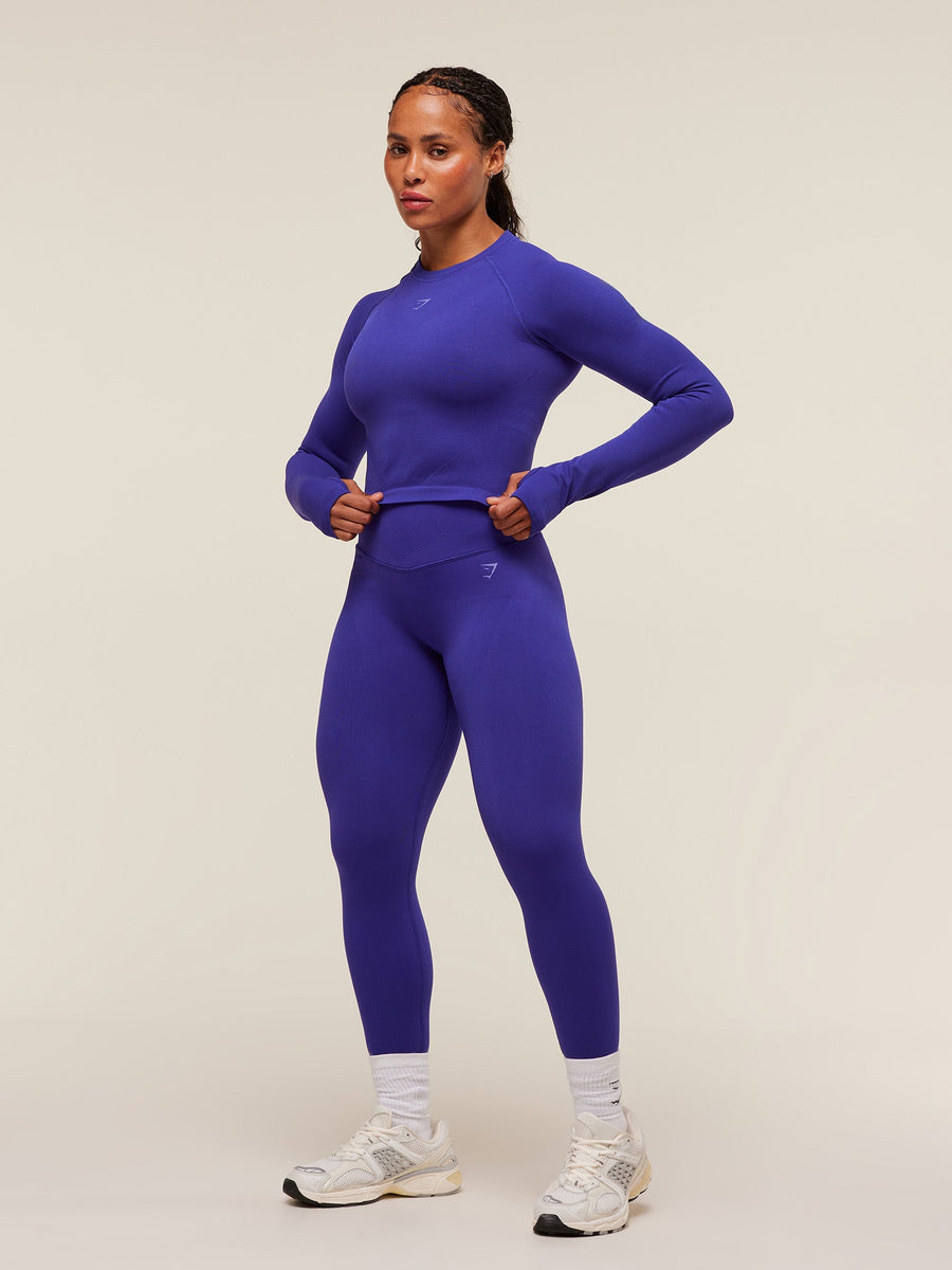 Gymshark Activate Long Sleeve Crop Top — Cobalt Purple — 4