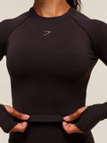 Gymshark Activate Long Sleeve Crop Top — Plum Brown — 4