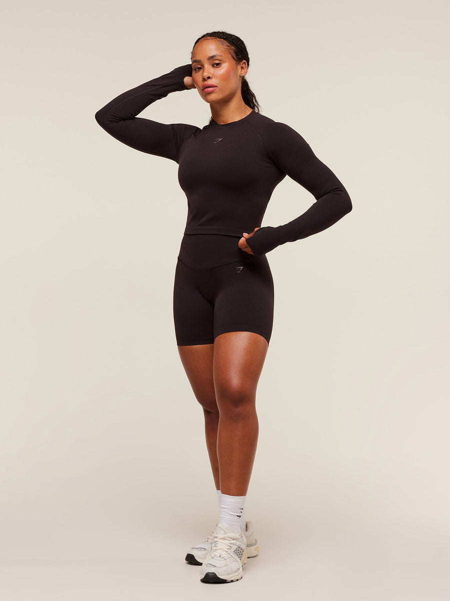 Gymshark Activate Long Sleeve Crop Top — Plum Brown — 3