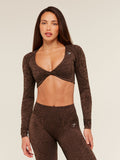 Gymshark Adapt Animal X Whitney Long Sleeve Crop Top — Archive Brown /  Soft Brown — 1