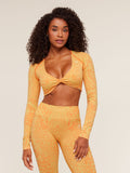 Gymshark Adapt Animal X Whitney Long Sleeve Crop Top — Sorbet Yellow /  Dayglow Peach — 1