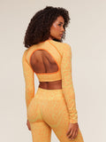 Gymshark Adapt Animal X Whitney Long Sleeve Crop Top — Sorbet Yellow /  Dayglow Peach — 3